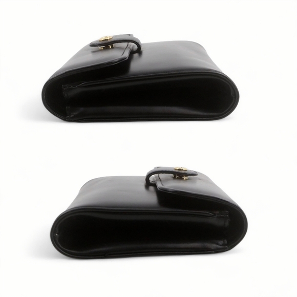 GUCCI Vintage Two Way Shoulder Bag GG Clutch Purse Black Leather - Picture 4 of 8